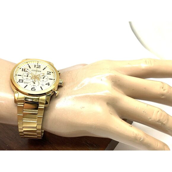 Citizen Men's Watch AN8052-55P Chronograph Quartz Gold Dial Date Stainless Steel - Picture 5 of 15